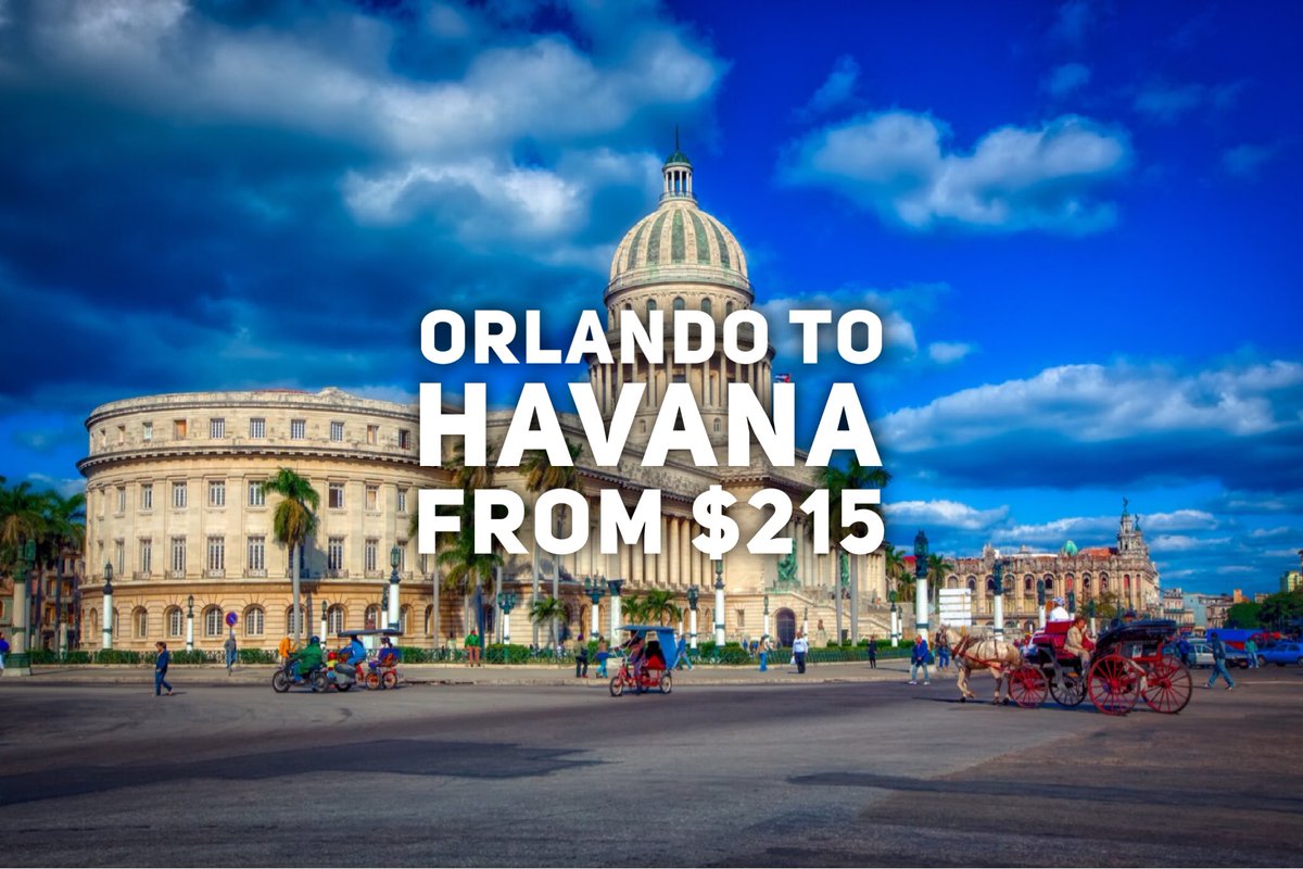 CheapFlightGuy's tweet photo. #CheapFlightGuy #DailyDeal - #Orlando to #Havana #Cuba from $215 nonstop round trip
See https://t.co/Vs4SgxnmFe for details
#CheapFlights #TravelDeals #MCO #HAV https://t.co/NyrpzLYnXu