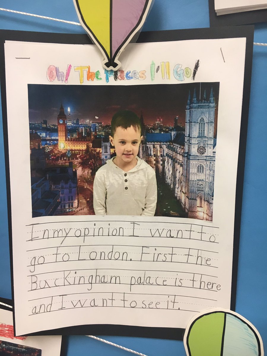 Oh, the places we’ll go! We combined Dr. Seuss, opinion writing, and maps units to write about where we want to go on vacation. Ss explored locations using Google Earth, wrote an opinion piece, &amp; searched online for images to use with a green screen app. We’re off and away! ✈️🌎