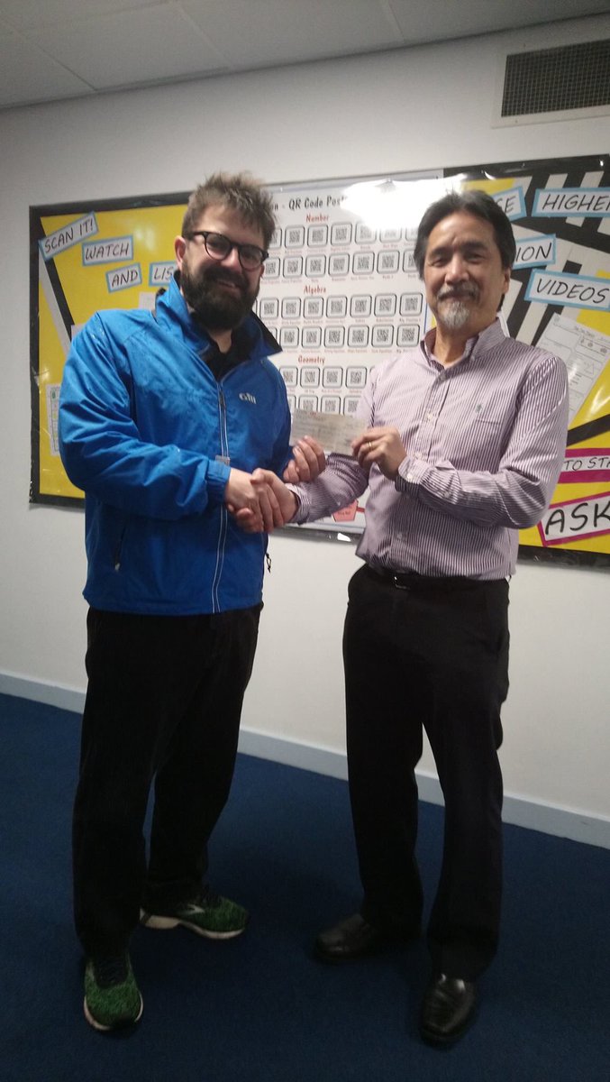 WM of Oriental Lodge presented a cheque on behalf of the Lodge to Mr Yip, the Headteacher of the Newcastle Chinese School in Heaton his week.