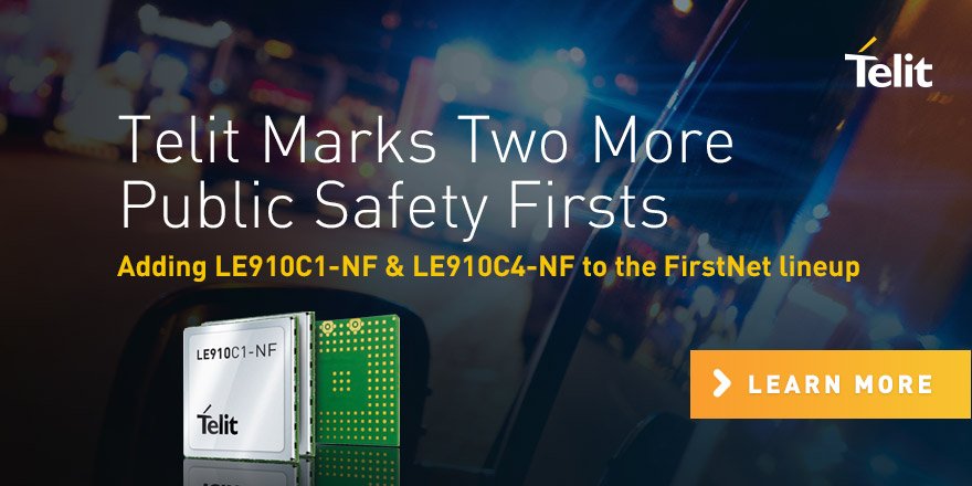 telitcinterion's tweet photo. The Telit LE910C1-NF provides #FirstNet solution integrators with 10 Mbps download and 5 Mbps upload LTE Category 1 speeds, ideal for trackers, navigation solutions and video capture devices. https://t.co/UEU30MJ4kV https://t.co/ov8MYlkPgY