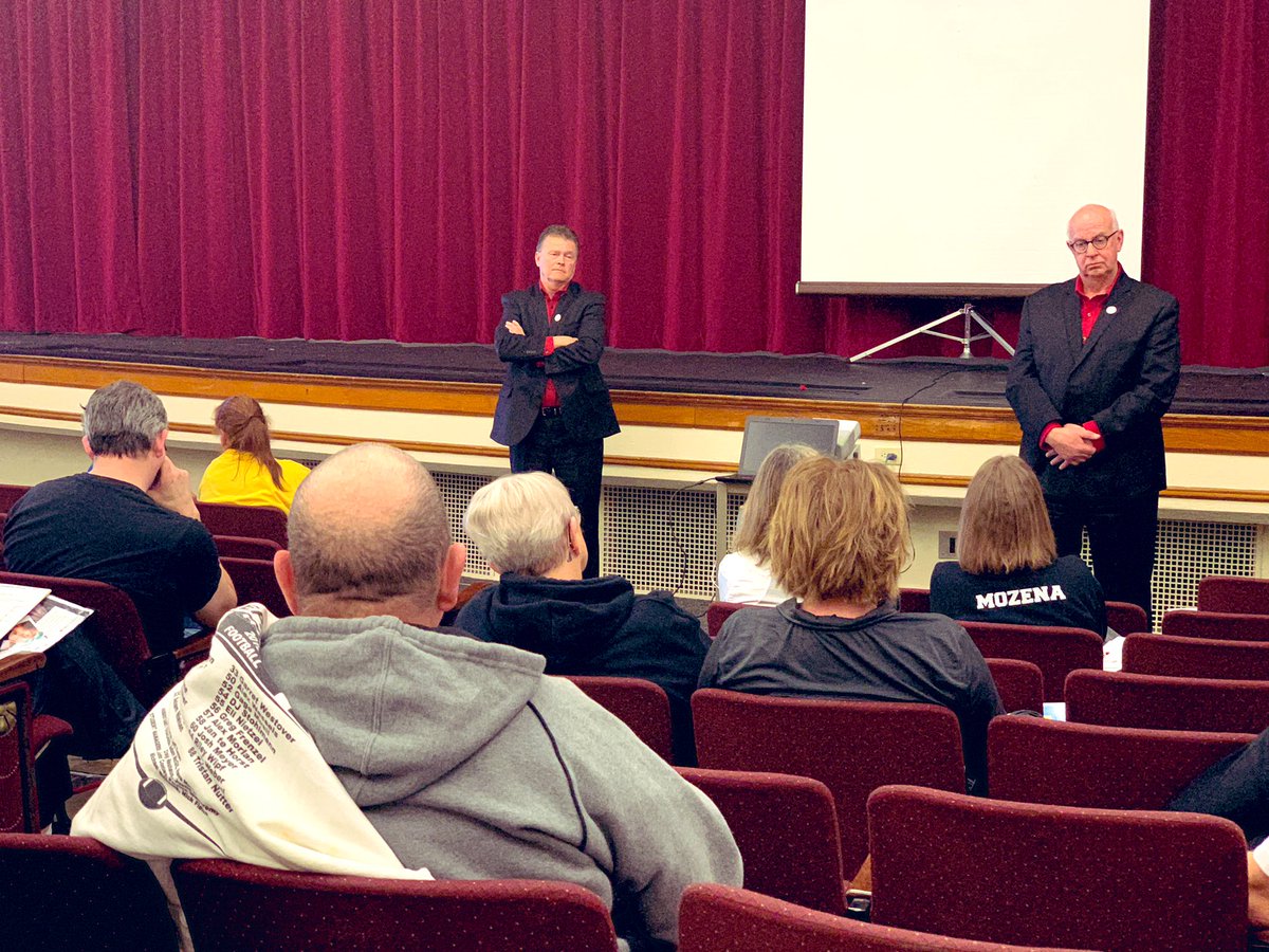 NCSAToday's tweet photo. NCSA Ambassadors carry the #ilovepublicschools message to each corner of the state. @NCSAKeith and @NCSAkyle facilitate a discussion with Weeping Water staff on mental health in the classroom following a showing of @NElovesPS The Mind Inside: Episode One. https://t.co/Uvvg2DRoOl