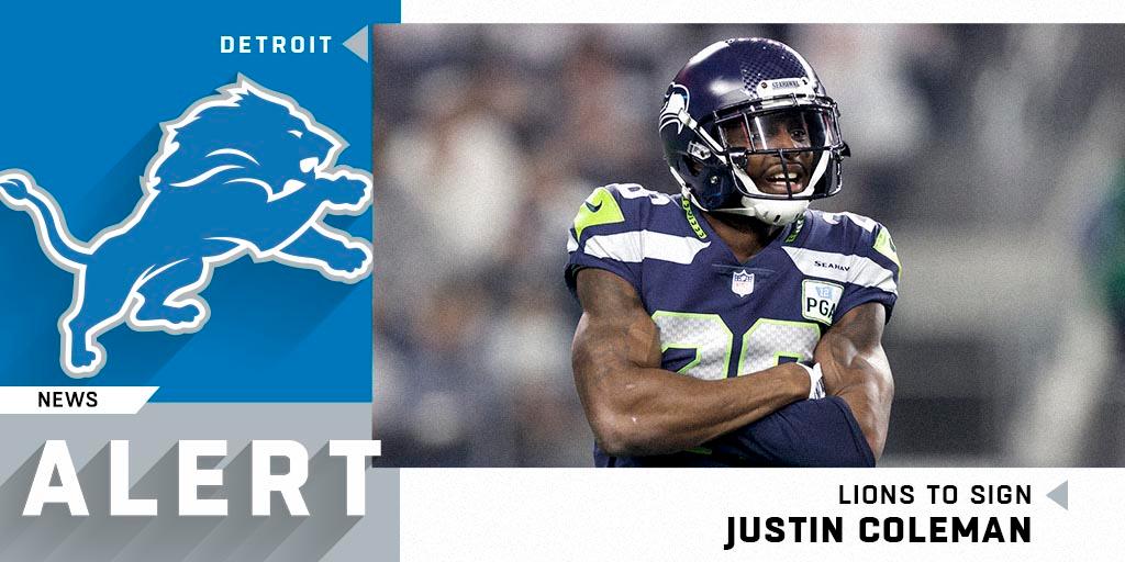NFL's tweet photo. Lions expected to make Justin Coleman league's highest-paid nickel CB. (via @TomPelissero) https://t.co/3tayPD1aKy