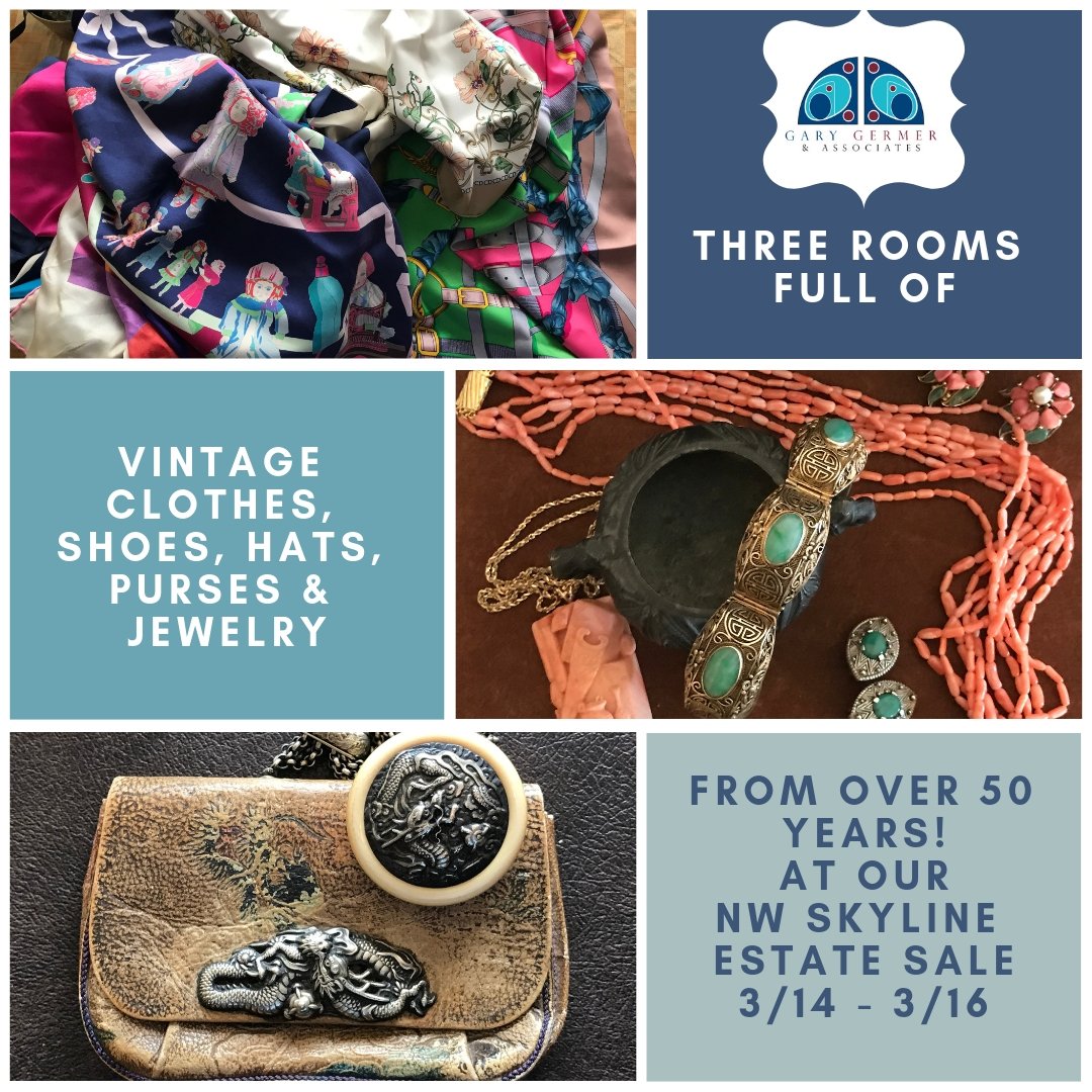 3 rooms full of #vintage #clothes #shoes #hats #purses #jewelry from over 50 years at our NW Skyline #estatesale 3/14 - 3/16 #vintageclothes #vintageshoes #vintagehats #vintagepurses #vintagejewelry #vintagestyle #ilovevintage #vintagelover #hermes goo.gl/wkx9v3