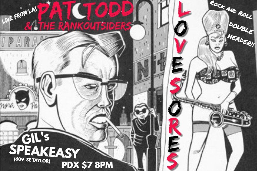 thelovesores's tweet photo. Hey Portland, Saturday March 23rd, we rock Gil's Speakeasy (moved from @twilightcafebar) w/ @rankoutsiders direct from LA. Double header sure to tear up this basement dive! #lamf #pdxshows #pdxmusic #ROCKMUSIC #Portland #Pattodd #lovesores https://t.co/OsxUhPf88x