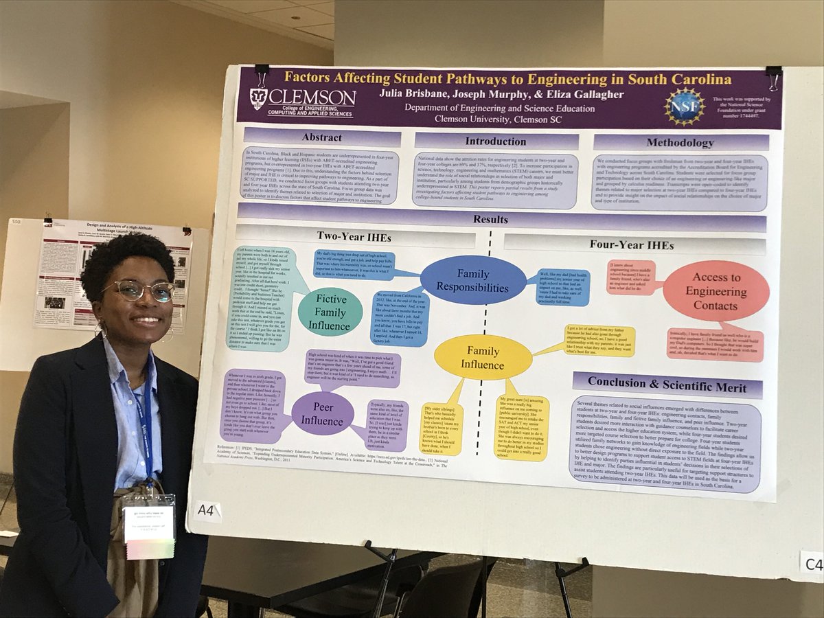 scsupported's tweet photo. Pictured here is research intern Julia Brisbane (senior, BIOE) presenting results from the SC:SUPPORTED (https://t.co/RiWkvrDkPk) project at the American Society of Engineering Education Southeast regional conference in Raleigh, NC! @ClemsonCECAS #ClemsonCECAS #NSFIncludes https://t.co/19shwlTtqA