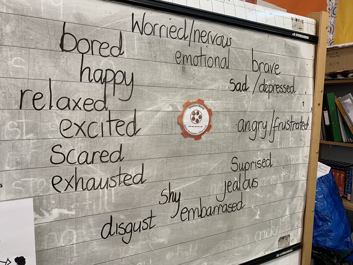 MrsCraikWQ's tweet photo. We have started our new health and well-being topic. Today we had a discussion about lots of different emotion words. We then picked one from the board and drew 5 things which made us feel that way. https://t.co/RT0vos0Ale