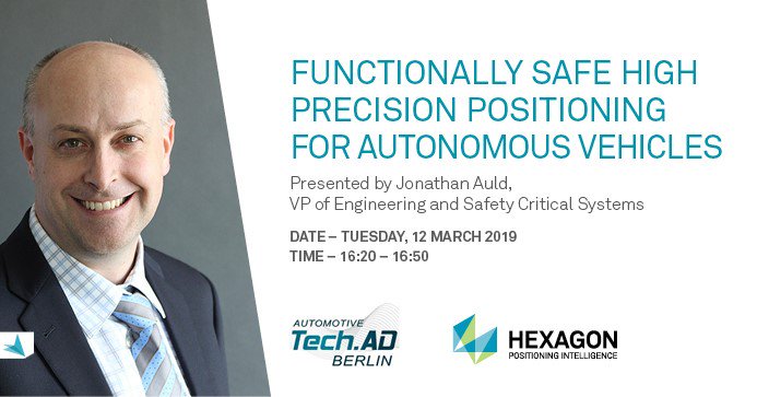 HexagonAP's tweet photo. Join @Hexagon_PI 's Jonathan Auld, VP of Engineering and #SafetyCritical Systems, at #TechADBerlin when he presents a case study focusing on "Functionally Safe High-Precision Positioning for #AutonomousVehicles" #selfdriving #autonomous https://t.co/cPwwkMCAZe #TechAD https://t.co/JgcYOi4JUZ