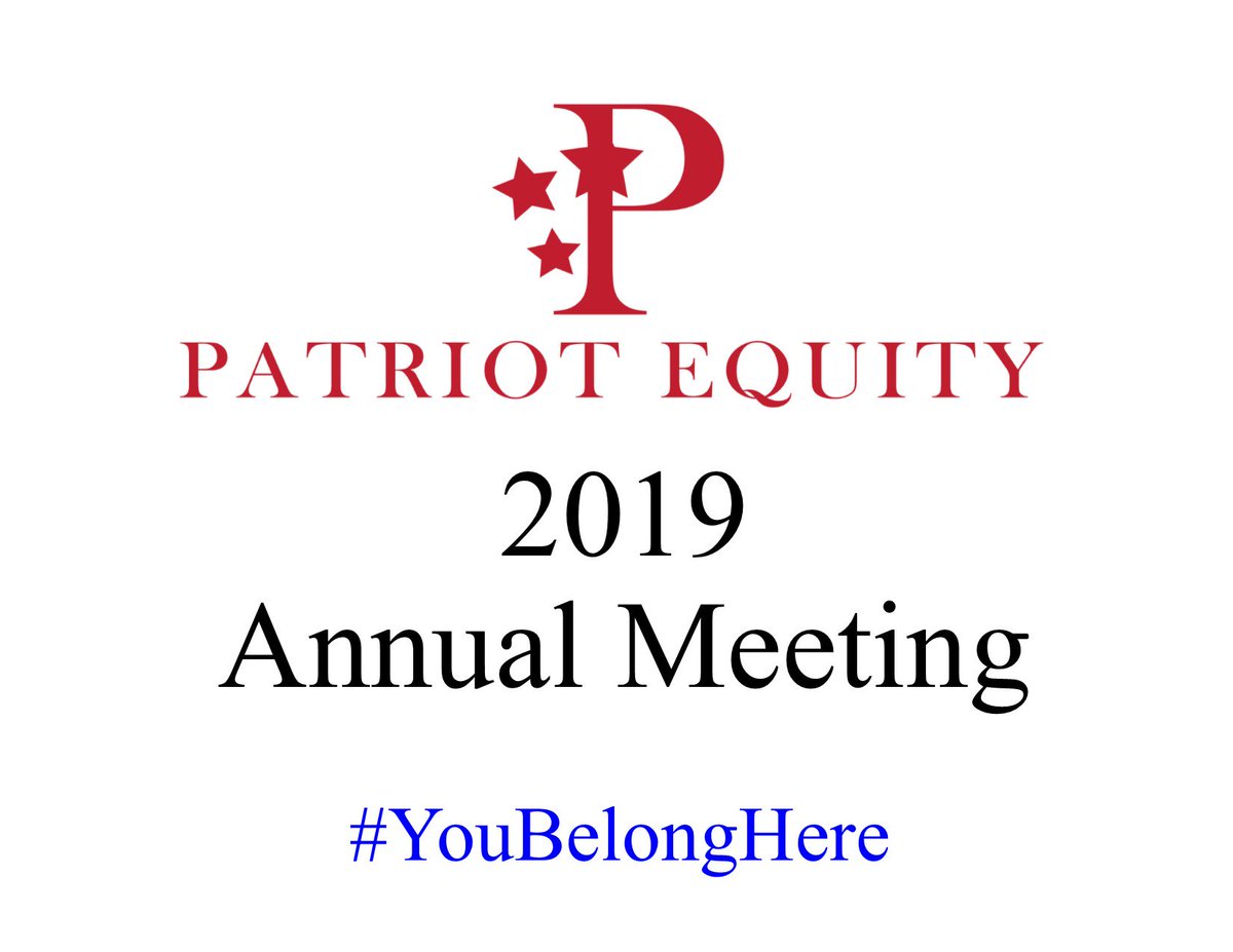 PatriotEquity's tweet photo. Come join us and let's celebrate 90 years of service here at Patriot Equity!
2019 Annual Meeting, Thursday March 21st, registration begins at 5:30 P.M. Dinner will be provided by Latham's BBQ. https://t.co/PSCK3gUjp8