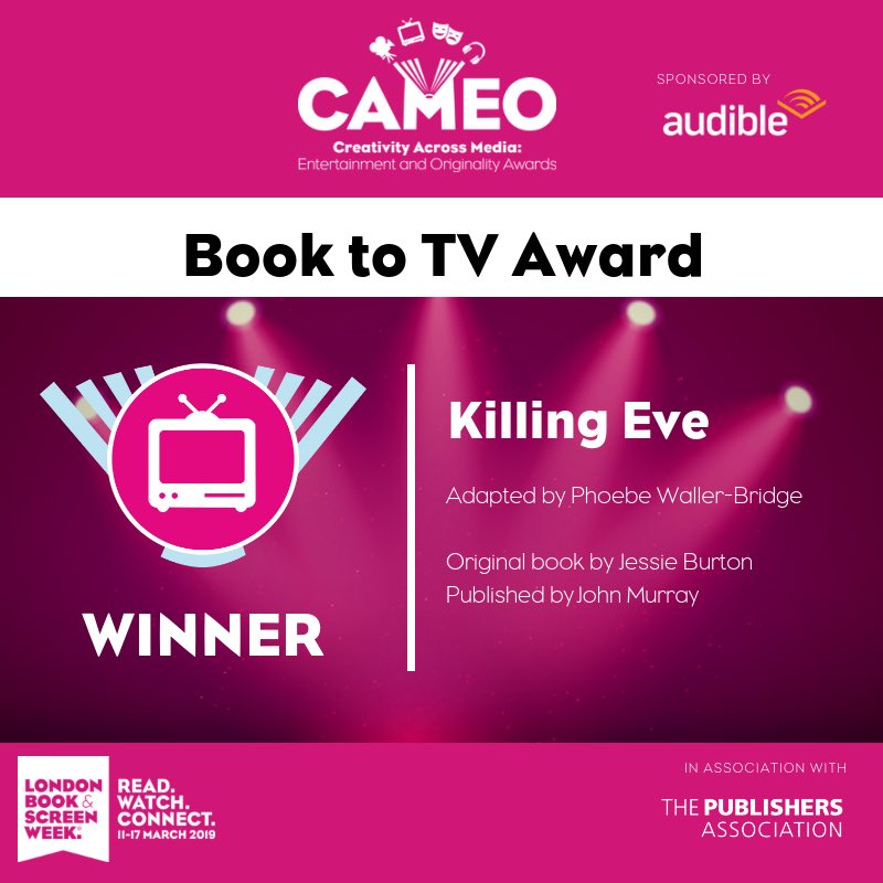 LBandSW's tweet photo. The Award for Book to TV goes to @KillingEve, original book by @LukeJennings1, published by @johnmurrays and adapted by Phoebe Waller-Bridge https://t.co/cuxUGrCBd5