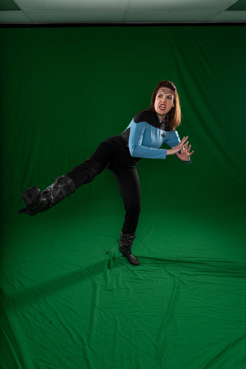 ImprovisedGen's tweet photo. What did you say? Did you say something about the USS McGinley? Because I, Maura Culverson, WILL NOT STAND for it!!! Oh, you said you were coming to the #improvisedgen show at @ImproStudioThtr this Sunday? My bad. That is outstanding. I'll lower my foot. #starfleet #finalfrontier https://t.co/WYeMFW9lUy
