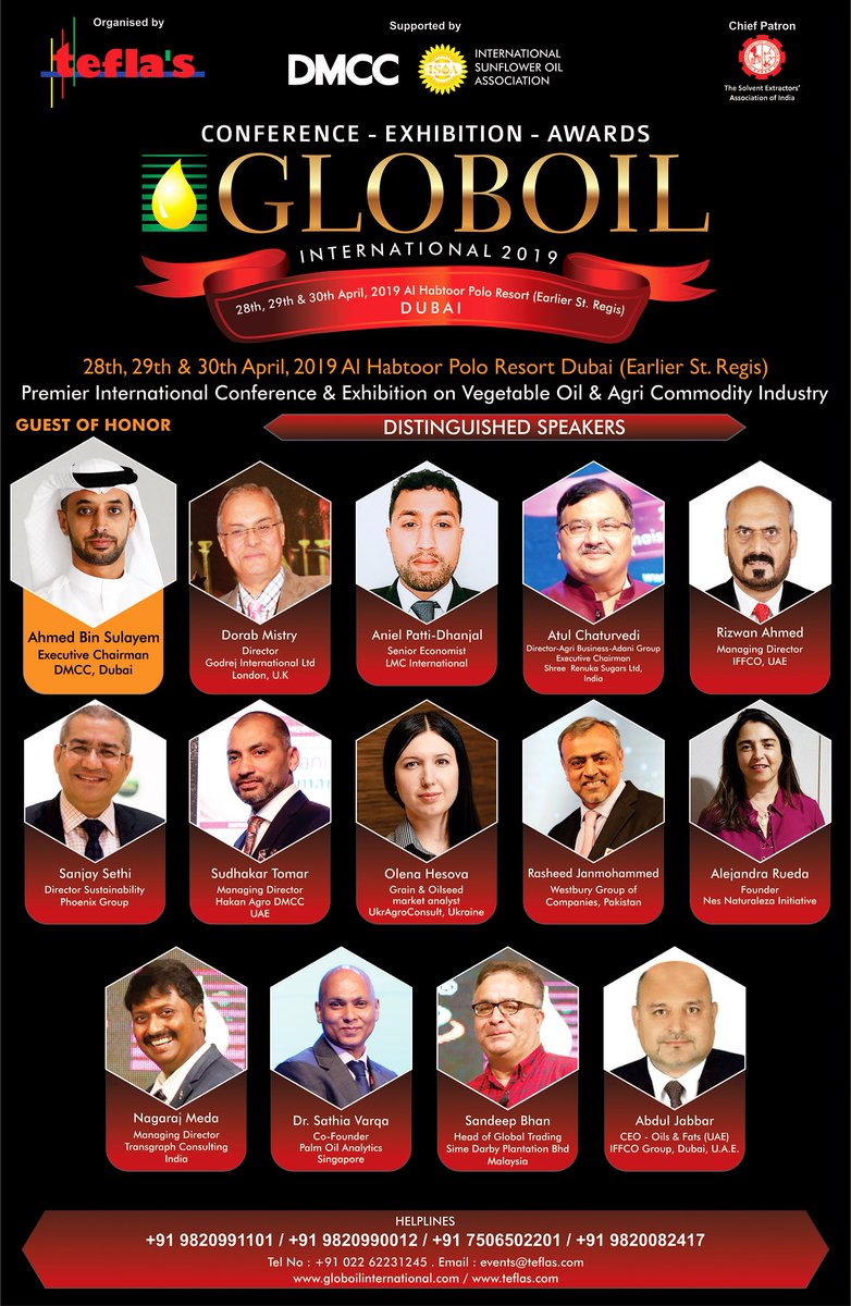 Globoil International 2019 -  the Premier International Conference &amp; Exhibition on Vegetable / Edible Oil, Oilseeds &amp; related industries - *|townscript.com/widget/globoil…|*