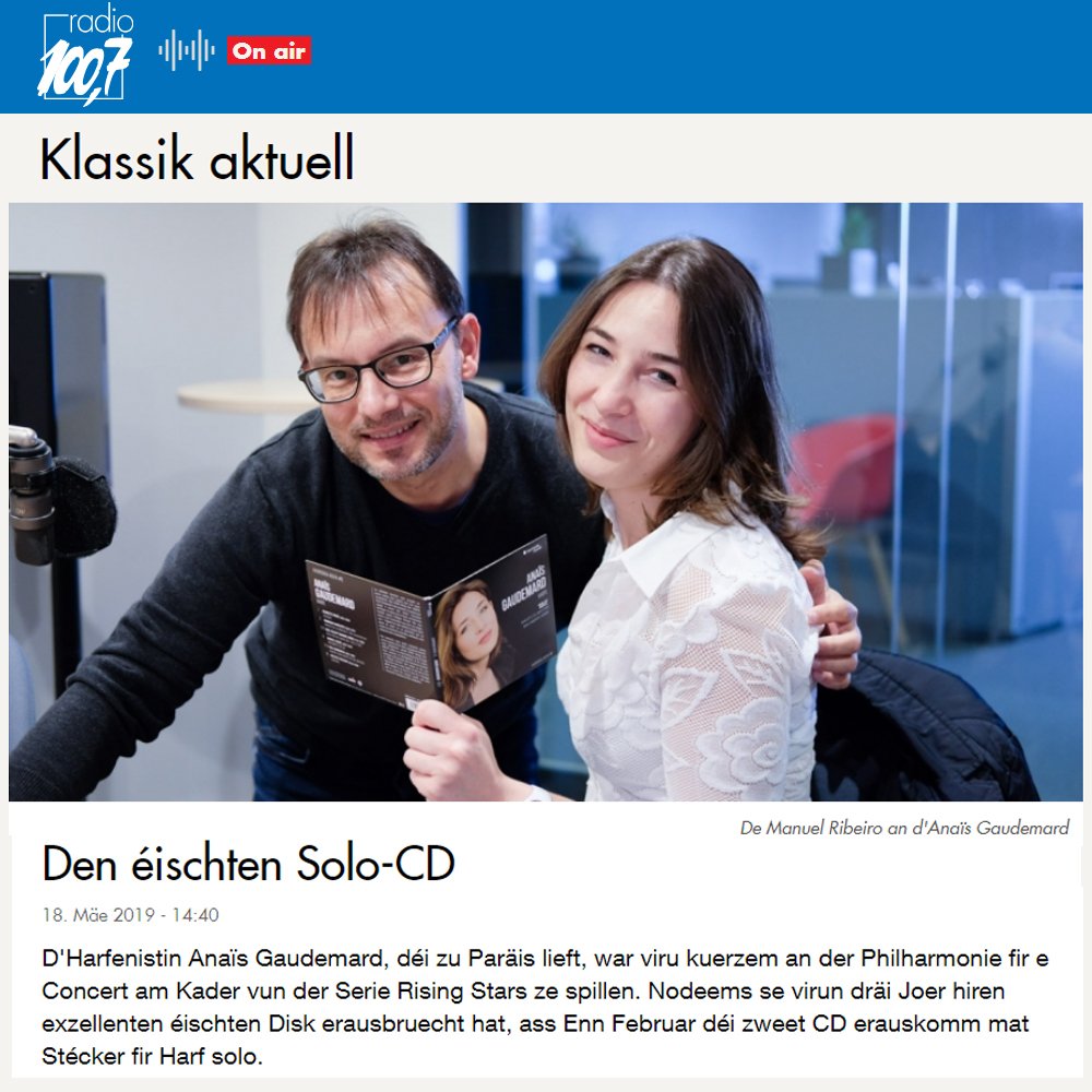AGaudemard's tweet photo. [RADIO PODCAST] 🎙️Listen to my #interview on @100komma7 [18.03.19] - Thank you very much dear Manuel for your invitation yesterday in Luxembourg! 🇱🇺 #NewAlbum SOLO #EchoRisingStar #ClassicalMusic #podcast available here: https://t.co/P6p36qUzW3 https://t.co/jtXaTC2J5h