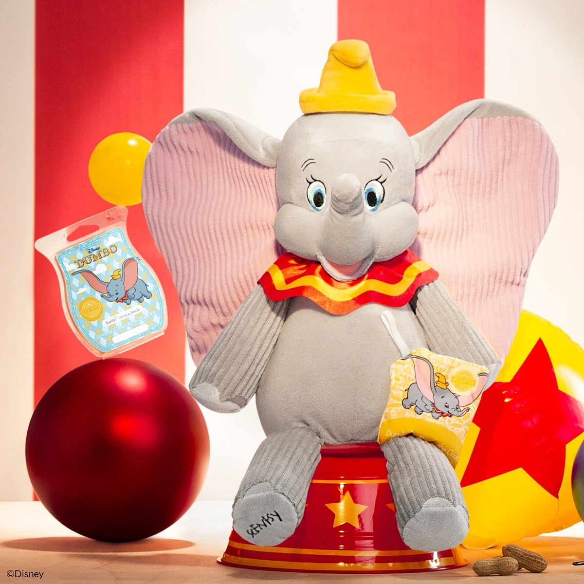 The newest Scentsy Buddy #Dumbo has arrived! Scented with Circus Parade that blends sweet clementine, peaches, mango &amp; vanilla bean. Order while supplies last at whiffablesbyluna.com #elephant  #disney #kids #disneylover #toys #plush #circus #scents #aroma #aromatherapy