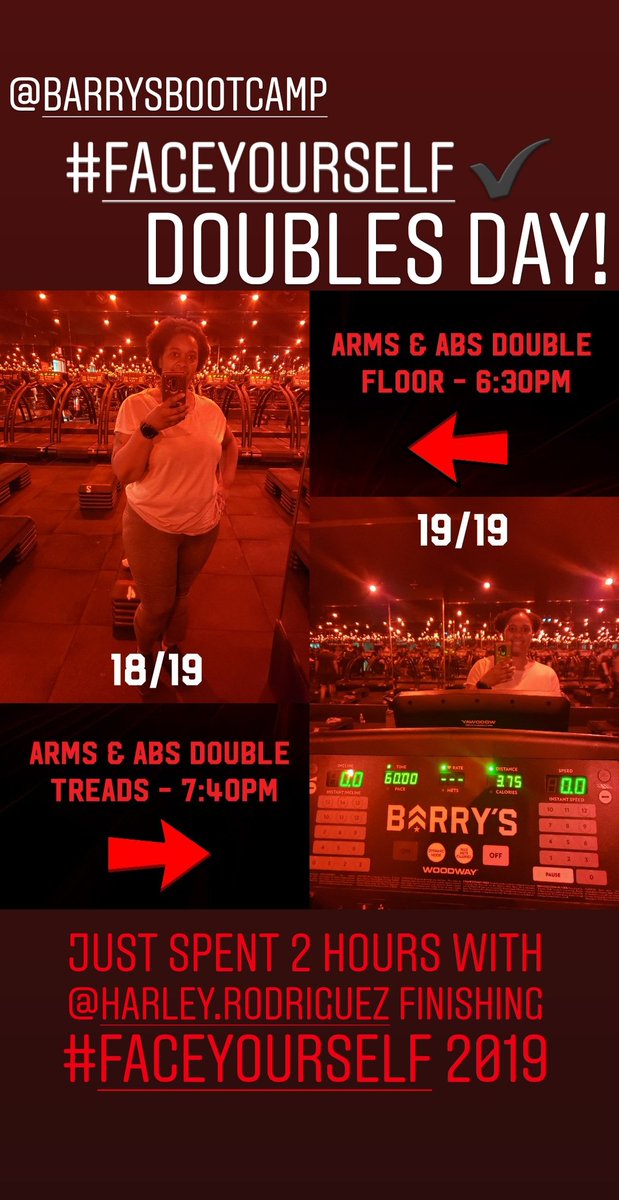 AriesErin's tweet photo. Just spent 2 hours with @harcules30 finishing up the @BarrysBootcamp #FaceYourself 2019 Challenge! Today was a double day for me! Double Floor followed by Double Treadmill! 19/19โ #Insane #BarrysBoston #BarrysBackBay #BarrysFitFam #RunLiftRepeat #TheBestWorkoutInTheWorld ๐๐ฝโโ๏ธ๐๐ฝโโ๏ธ๐ช๐ฝ https://t.co/z9LIjWsVxH