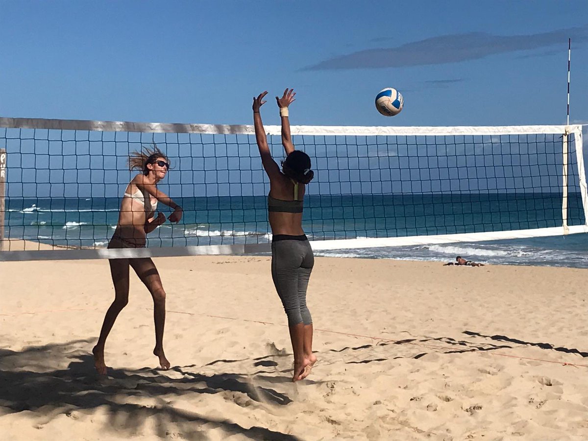 BringItUSA's tweet photo. We want to send out a HUGE thank you to @SportsImportsVB  for donating beach volleyball nets to Puerto Rico! @CofCVolleyball enjoyed playing on them today! 💙🏐 https://t.co/cSt97hbcML