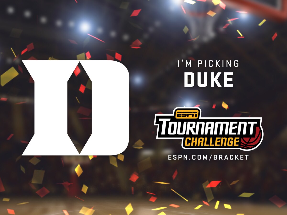 I picked Duke to win the National Championship. Who will you pick? #bracket fantasy.espn.com/tournament-cha…