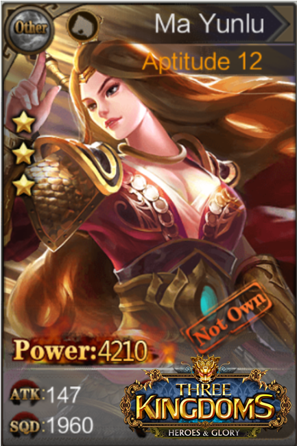 TK_HnG's tweet photo. 📍Hero's info #14 – Ma Yunlu

Ma Yun Lu was younger sister of Ma Chao, and 2nd wife of Zhao Yun. She was an unmatched beauty and a formidable warrior; provided her husband with moral support.

.
.
.
#threekingdoms #MaYunLu  #waifu #warriors #battles #strategy #mobilegames https://t.co/q9i99CPjCw