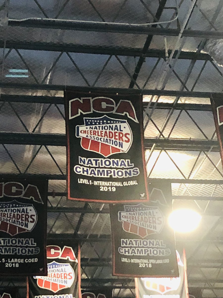 CA_Ladycats's tweet photo. When you walk into the gym after spring break and see this beauty hanging up! 😼😻 #wemadehistory #tioth #nCAchamps2019 @CheerAthletics https://t.co/pNCMVBQFc6