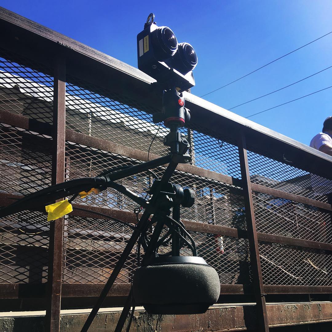 8ball, hard at work, capturing 100+ bands over 4 days at #SXSW. Rocking our new windband design too! Everything's bigger (and binaural) in Texas 🤠