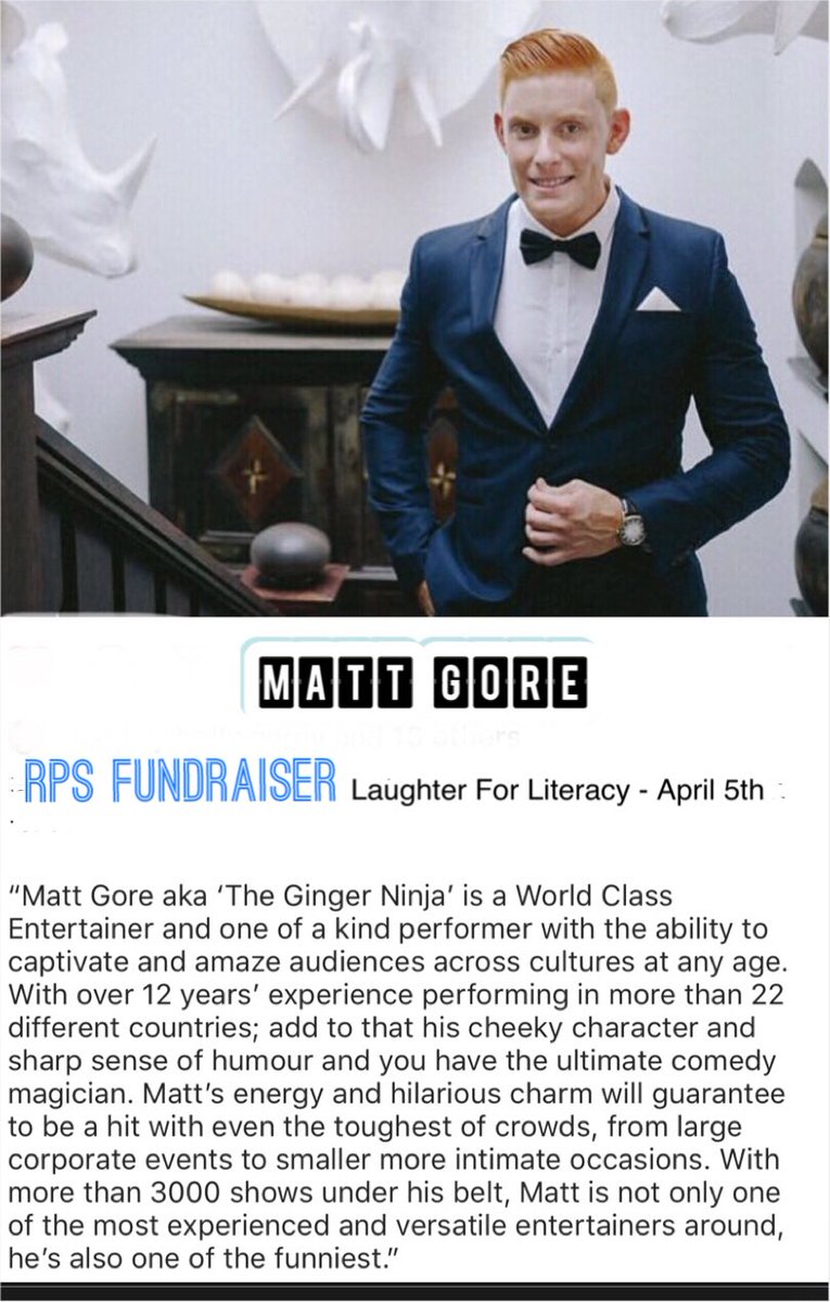 GilroyBeck's tweet photo. @RegPublicSchool ‘Laughter For Literacy’ is over 90% sold out! 👏
Tickets available on Eventbrite: #LaughterforLiteracy
Introducing some of the entertainment.... https://t.co/NZGboTvQ3d