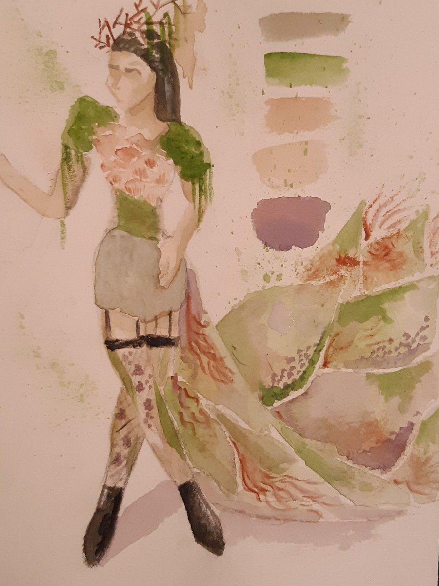 JohannaStrouse's tweet photo. I'm going to sleep now but tomorrow I have to put this outfit on a model and have her walk the runway in front of maybe the most famous people my work has ever been in front of and I am stressin. Please send encouraging words as I attempt to perform miracles. #floristproblems https://t.co/boLQrbo6fM
