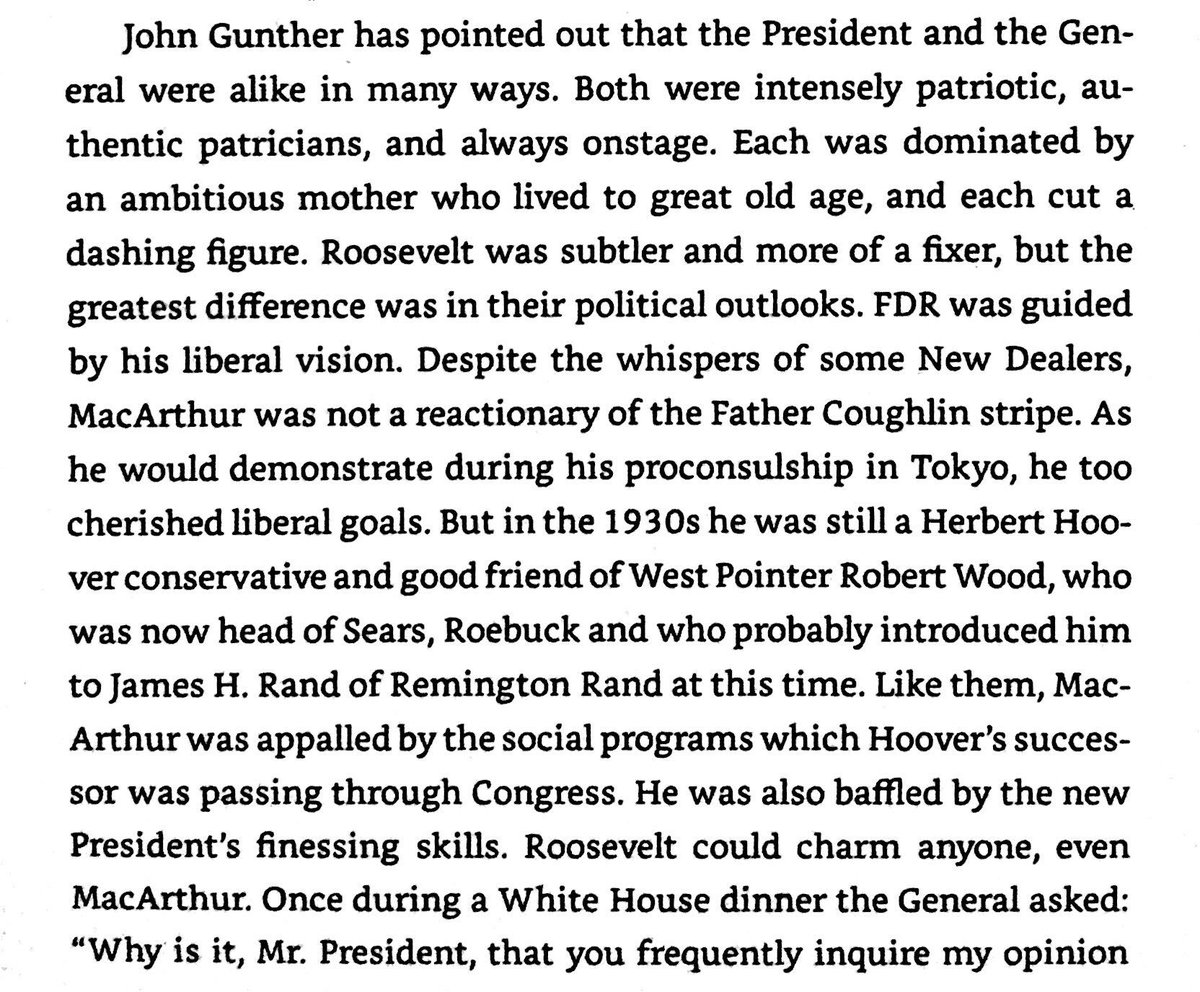 MacArthur was similar to Huey Long in that neither were reactionaries, although some in the Roosevelt clique defamed them as such.
