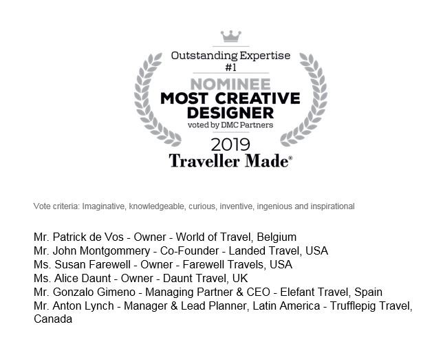 Honored to be nominated by the Luxury Travel Industry at this year's Traveller Made Awards Ceremony in Marbella. <a href="/travellermade/">Traveller Made</a> #EOL2019