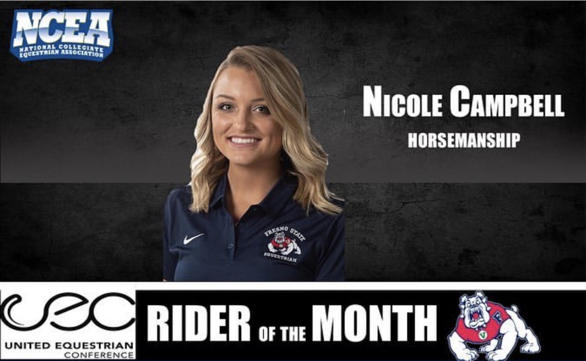 FresnoStateEQ's tweet photo. Congratulations to Nicole Campbell for being awarded UEC Rider of the Month for horsemanship! #GoDogs #DogsDoDamage https://t.co/BKN4PdgywC