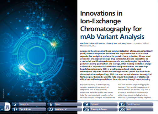 BrianJMurphyWAT's tweet photo. Why choose #ionexchangechromatography to analyze #monoclonalantibody charge variants? The results speak for themselves in this new article in @LCGC ‘s The Column by my colleagues at @WatersCorp https://t.co/YHsaWRCyaW https://t.co/zFz3rUz96v