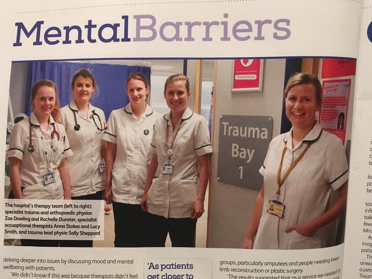 lucysmithOT's tweet photo. Proud to be part of this exciting project looking into how therapists can address non physical aspects of Major Trauma. Thanks @thecsp for featuring in Frontline. @UHS_Therapy @UHSFT #MajorTrauma #OccupationalTherapist #Physiotherapist #MentalHealthAwareness https://t.co/SQht4bBpMD