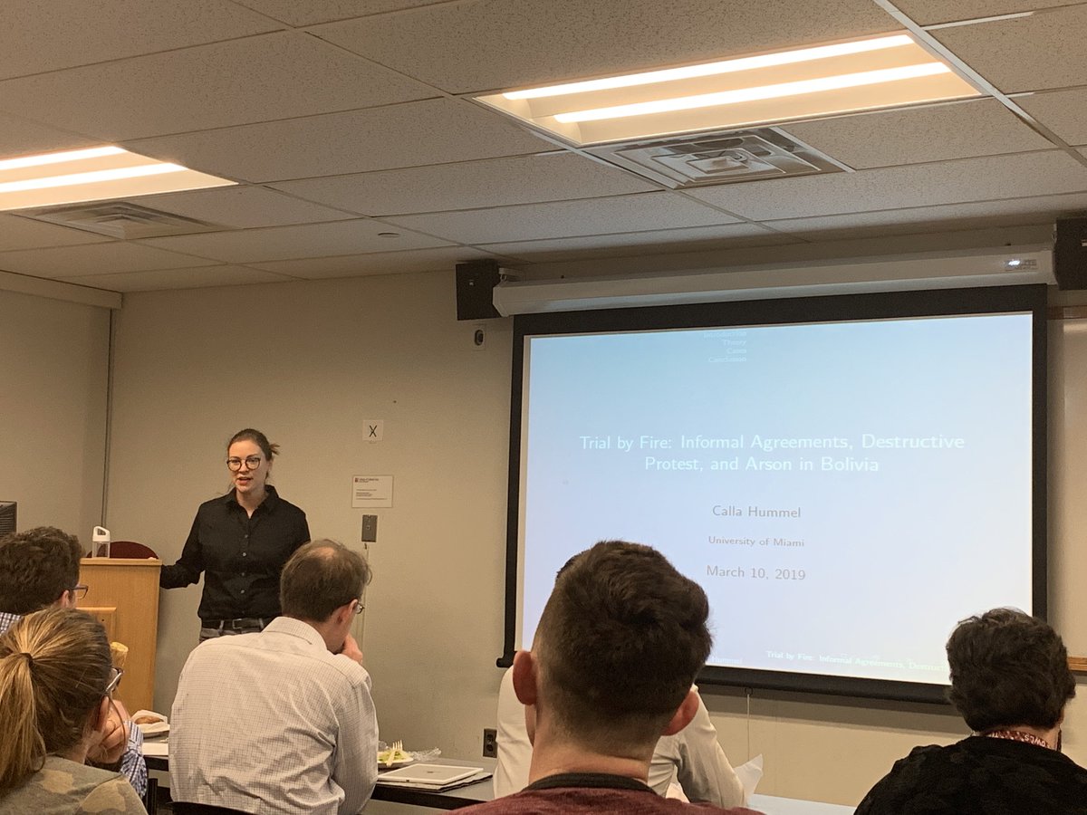 Great talk today <a href="/TUpolisci/">Temple PoliSci</a> by @CallaHummel on the strategic use of destructive protests to learn about elected officials. Great paper, and awesome presentation!