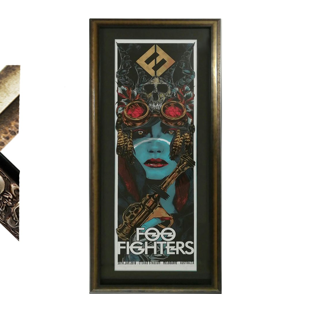 frame_o_mind's tweet image. I think I can easily say that #missoula loves @foofighters and #Missoulians love #framing #foofighters art! A teal colorcore matboard paired with this @larsonjuhl #Eiffel frame were the perfect #companions to this #killer print!