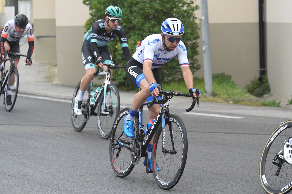 RusveloTeam's tweet photo. Here are some photos from yesterday’s #GPIndustriaeArtigianato where Evgeny Shalunov finished on the seventh position. This week Evgeny will start the WT stage-race Tirreno-Adriatico 🚴‍♂️🇮🇹

📸: Sirotti
#RockTheRoyalBlueJersey #GazpromRusVelo #cycling #ciclismo #procycling https://t.co/MxOoGw08fj