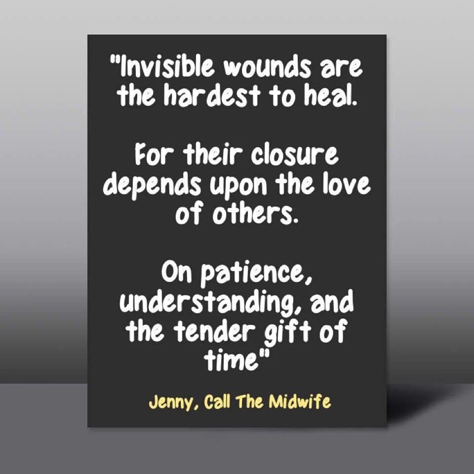 HopeMcCann55's tweet photo. "Invisible wounds are the hardest to heal......

#CallTheMidwife

#Hope #McCann https://t.co/t1GELVxrAg
