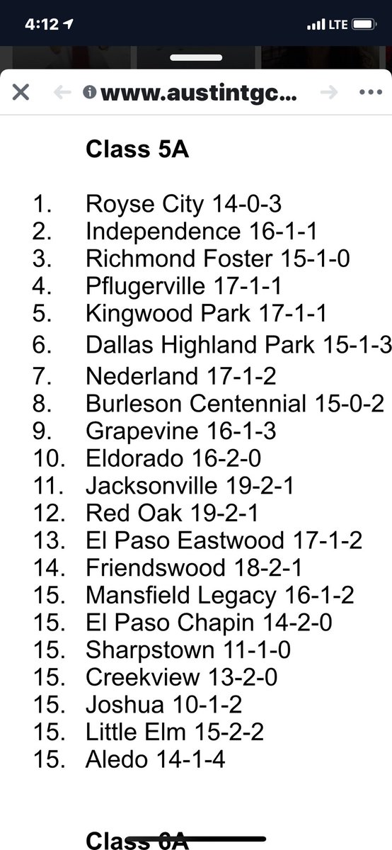 Check out the latest rankings for Class 5A Girls Soccer. I recognize #1. Good Luck tomorrow at Mt. Pleasent. ⁦<a href="/RoyseCityISD/">Royse City ISD</a>⁩ ⁦<a href="/RoyseCityHS/">Royse City HS</a>⁩