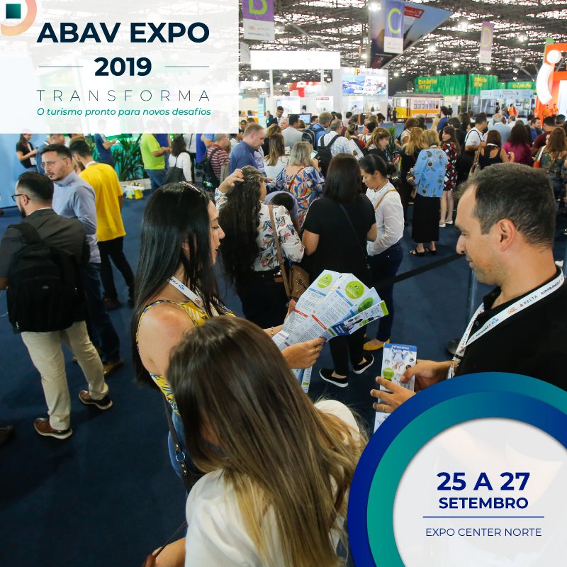 ABAVEXPO's tweet photo. Vem aí, a principal feira de negócios de viagens e turismo do Brasil. 
A 47ª ABAV Expo e 52° Encontro Comercial Braztoa acontece de 25 a 27 de setembro, no Expo Center Norte, em São Paulo (SP).  Garanta sua participação neste grande encontro do setor: vendas@abavexpo.com.br https://t.co/WJfa5fKBbi