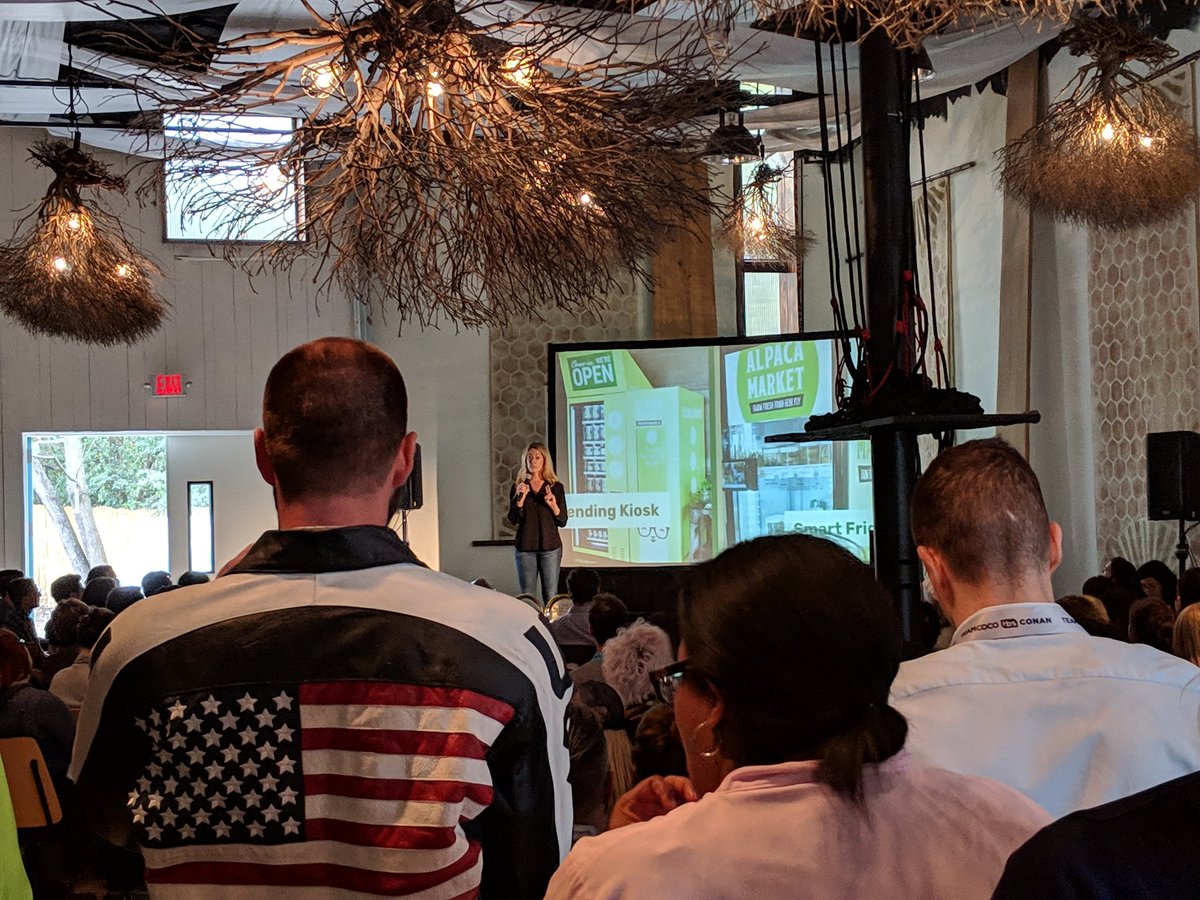 foodcityorg's tweet photo. It's a standing room only crowd as @AlpacaMarket presents. #foodcityprize #sxsw https://t.co/aNxButbPIJ