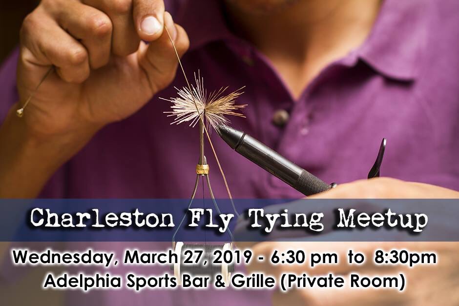 ENC_TU's tweet photo. Join us for our March Fly Tying Meetup in Charleston! This event is open to everyone and all skill levels who are interested in fly tying. Bring your tying vise and material and enjoy an evening with fellow anglers and those who enjoy the art of fly tying. #enctu https://t.co/bkpvYvfP6V