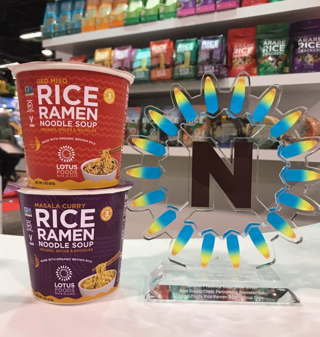 LotusFoods's tweet photo. 🏆 @LotusFoods is delighted to have won a 2019 NEXTY Award for Best Supply Chain Partnership Represented for our Organic Rice Ramen Noodle Soup Cups.  https://t.co/FeUyWCGT8L #natprodexpo #newhopenetwork #expowest #lotusfoods https://t.co/oOM00JNP7e