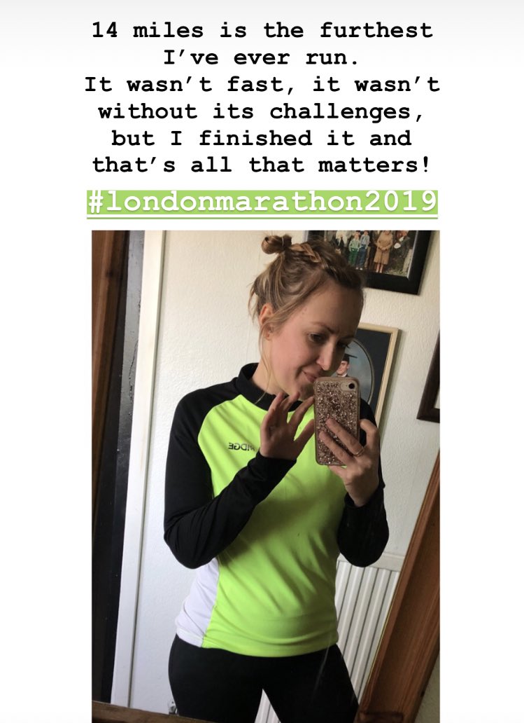 CarysJenkins_'s tweet image. Reached a new running best... 
14 MILES!😁 #LondonMarathon #7weekstogo #marathontraining #myfeethurtsomuch