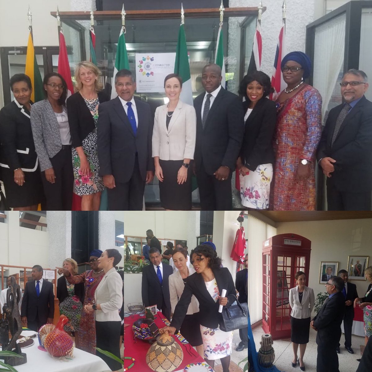 kaminajsmith's tweet image. Had a lovely #CommonwealthDay morning at the @mfaftja with our Commonwealth HCs and Chargés.Cultural memorabilia from Nigeria, SA, UK, India, Canada, TnT and Jamaica highlighted our #ConnectedCommonwealth