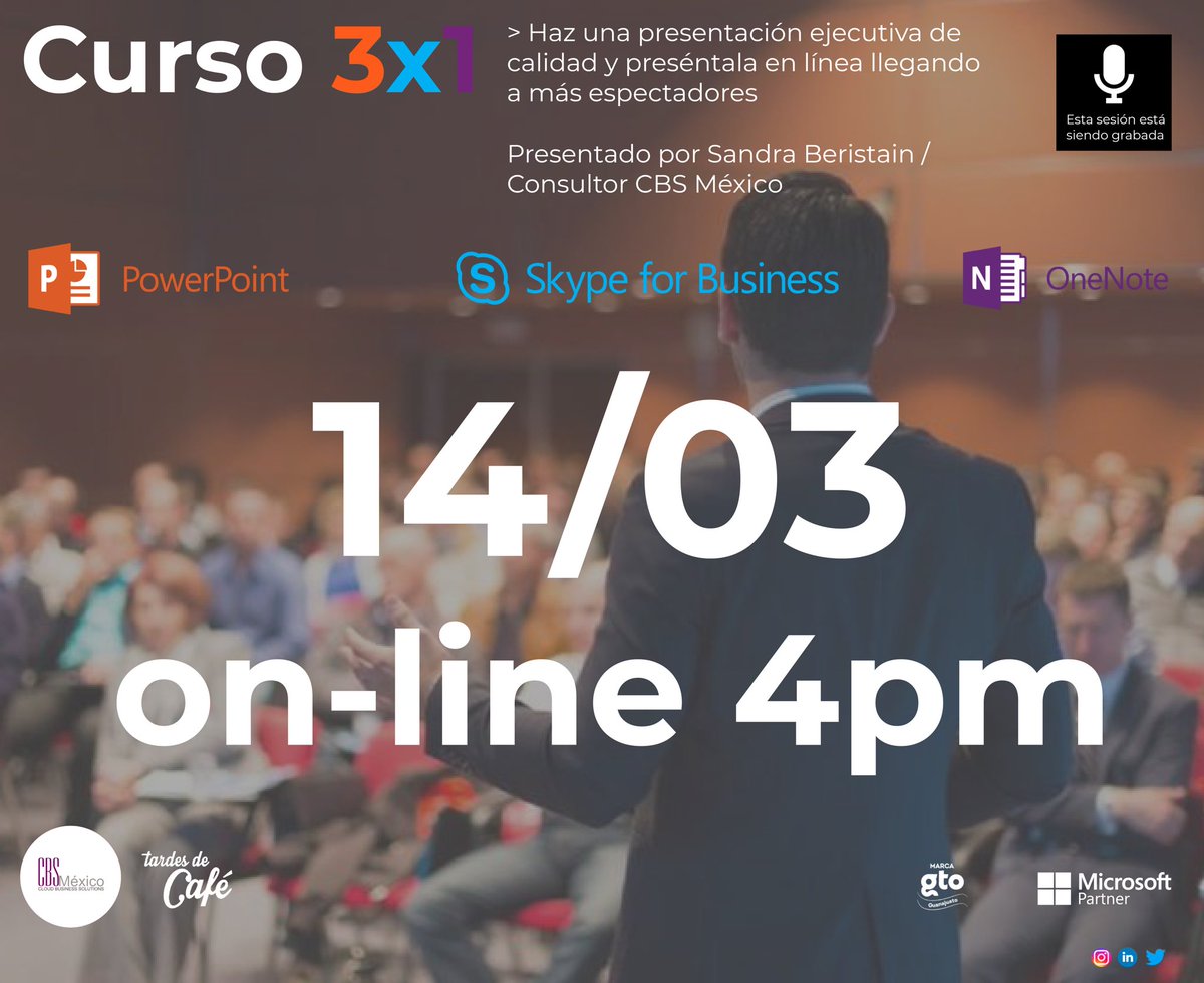 cbsmexico's tweet photo. 3x1 #powerpoint #skypeforbusiness #onenote @microsoft #presentación #profesional. Regístrate ✅https://t.co/Vu7cnFbflA. Accede ❗️❗️https://t.co/oWUZ3Ha31Y https://t.co/pNDyBmlZYC