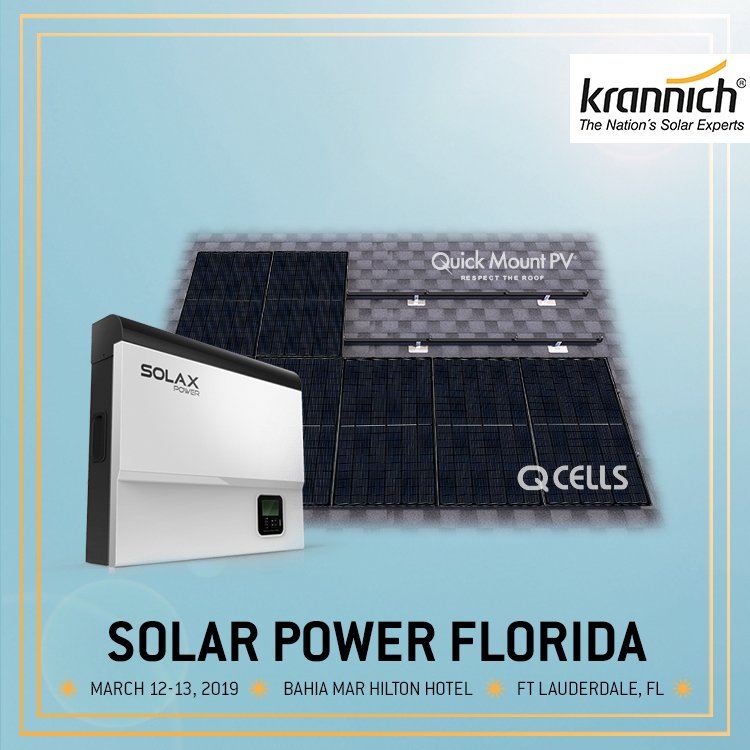 Are you attending Solar Power Florida this week on March 12th & 13th, stop by our booth to check out @quickmountpv's residential roof rail system, @q_cells DUO module, and learn more about @solaxpower ☀️

#solar #solarpower #solarconvention #solarcon