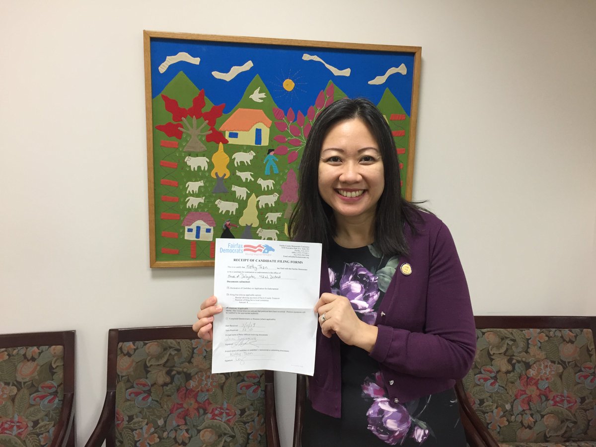 KathyKLTran's tweet photo. It's official! Today I filed my paperwork to run for re-election in VA’s 42nd District. I’m so proud of what we were able to accomplish during my first term in the House of Delegates. But there’s still more to do. Chip in $5 today to support my campaign. https://t.co/3sd5MPclIg https://t.co/RrSXW7FmcJ