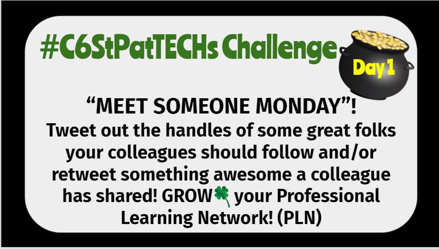 BethFerranto's tweet photo. Thankful to connect with other FoxC6 educators. Thank you @JWalterTeach for creating the challenge!

Great ones to follow;
@foxlms4u
@dobbinsdrivers
#C6StPatTECHs https://t.co/MDewLjN6dX