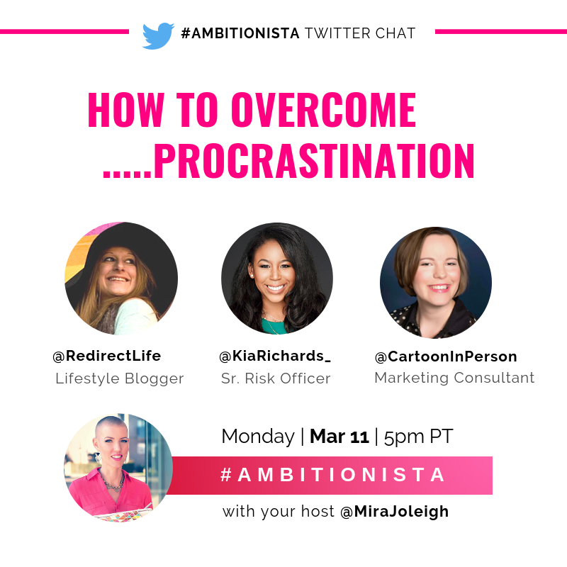 FlowToTheLotus's tweet image. Are you joining in the Twitter Chat tonight? You should! We&apos;ll be chatting about procrastination and how to overcome it! Starts in 30 minutes! Tune in! #Ambitionista #TwitterChat #ConquerProcrastination Join your paneli... @KiaRichards_ @cartooninperson @MiraJoleigh @Ambitionista