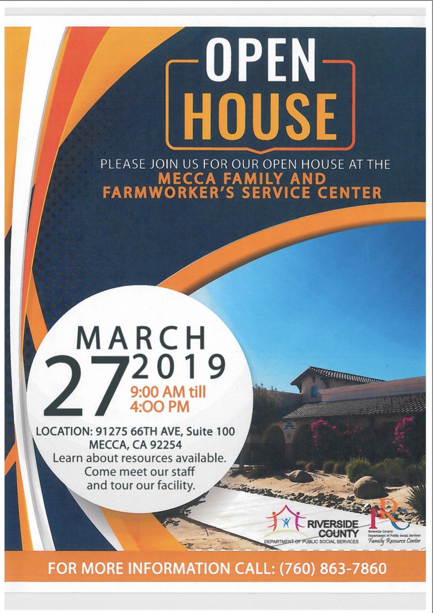 HARCdata's tweet photo. Are you interested in learning more about local resources in our community? Attend an Open House in Mecca or in Desert Hot Springs on 3/27 from 9 AM - 4 PM. You won’t want to miss out! https://t.co/rZ1wvdxmO9