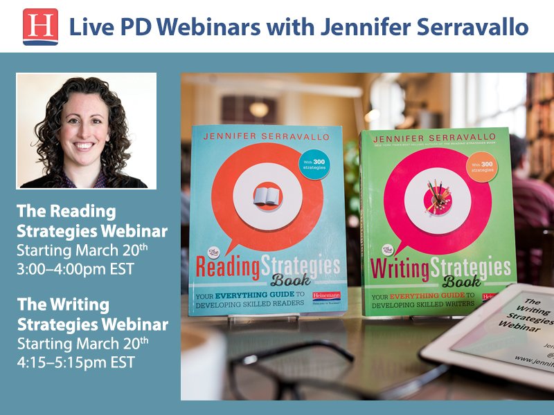 HeinemannPD's tweet photo. Want to do a webinar series with @JSerravallo... but the time doesn't fit your schedule? That's ok! 
We record and archive our sessions for participants to view later.
https://t.co/QtxdaTTb9d https://t.co/NUTiX9RHZP