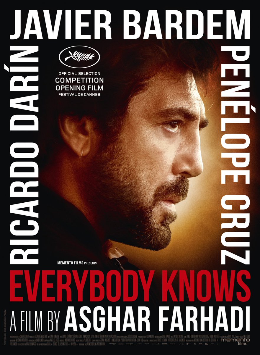 Neildesmondvt's tweet photo. Film Review: Everybody Knows. Directed by Asghar Farhadi, starring Javier Bardem &amp; Penelope Cruz. When a teenage girl disappears, who is at fault is less important than who FEELS they are at fault. Classic Farhadi, great stuff. #EverybodyKnowsmovie #FilmReview #Neilisms #Farhadi https://t.co/rTUrzl4oYL