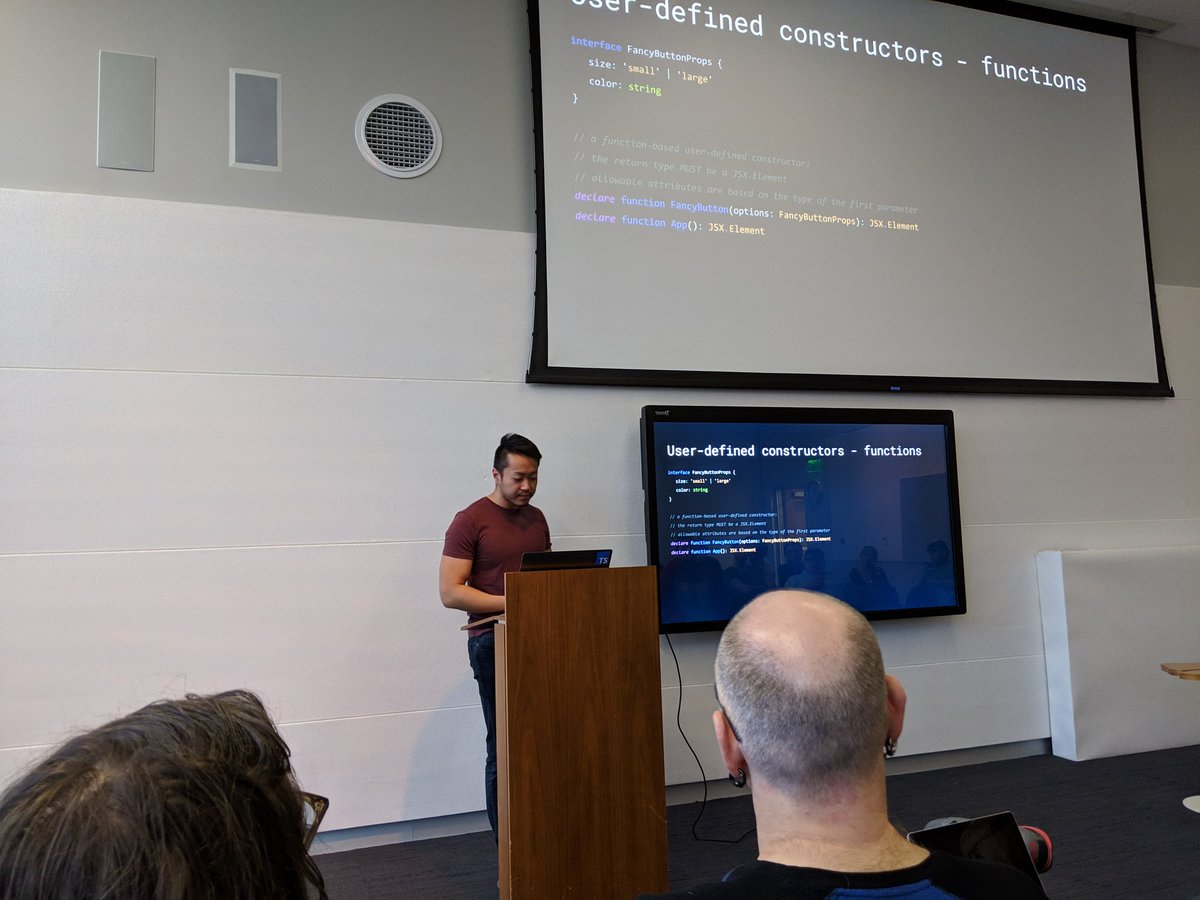 jthoms1's tweet image. Listening to @ferdaber teach us about @reactjs JSX and @typescriptlang and how they work together at @MadJavaScript.